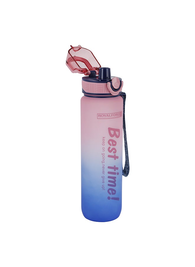 Royalford - Royalford 1000ml Water Bottle RF12157 with Volume Tracker, Motivational Bottles with Flip Lid, PP Sipper and Straw Perfect for School, Office and Gym Leak-Proof Food-Grade and Elegant Design Multicolor 1000ml - Image 1