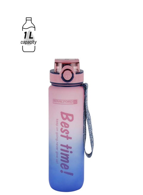 Royalford 1000ml Water Bottle RF12157 with Volume Tracker, Motivational Bottles with Flip Lid, PP Sipper and Straw Perfect for School, Office and Gym Leak-Proof Food-Grade and Elegant Design Multicolor 1000ml