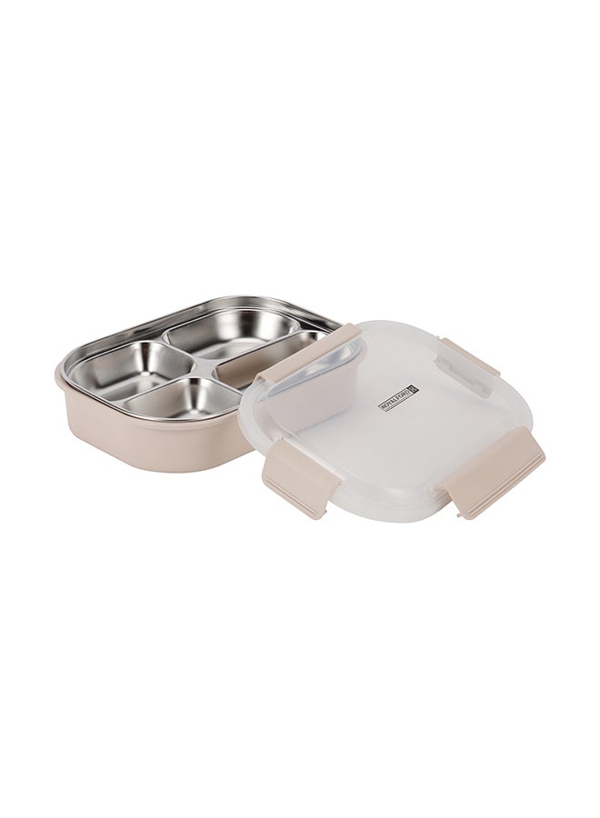 Royalford Royalford 900ml Lunch Box RF12119 Rectangular Tiffin with Transparent Lid and 4 Compartments Removable Stainless Steel Inner Container for Kids and Toddlers, Suitable for Schools, Office, Nursery Multicolor 900ml  - Image 4