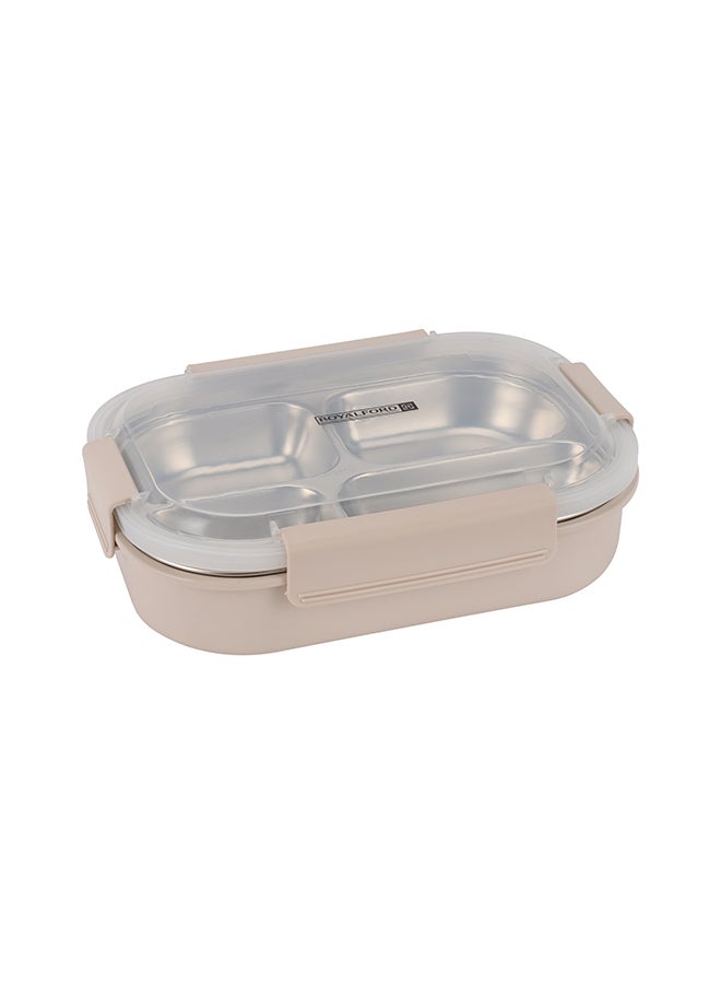 رويال فورد صندوق غداء رويال فورد سعة 900 مل RF12119 مستطيل مع غطاء شفاف و4 أقسام حاوية داخلية قابلة للإزالة من الفولاذ المقاوم للصدأ للأطفال والصغار، مناسب للمدارس، المكتب، والحضانة - Image 1