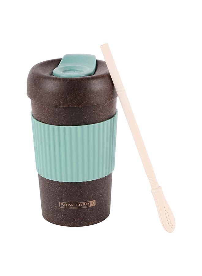 رويال فورد Royalford 380ml Coffee Cup RF12355 Polymer Biomass Cups with Sipper and Straw Lid Leak-Proof and Portable Design Suitable for Indoor and Outdoor Use, at Home, Car, Office, Etc. Multicolor 380ml - Image 1