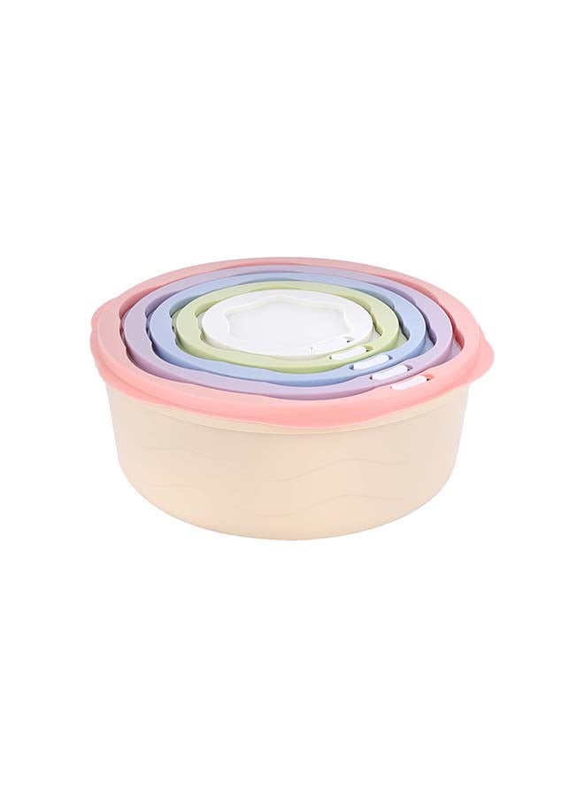 Royalford - Royalford Round Plastic Food Storage Container RF12181 Pack of 5 Containers, 300 ml, 800 ml, 1600 ml, 2600 ml, 4100 ml, Storage Box for Food, Leftover, Marinades, Dough, etc. Multicolor - Image 1
