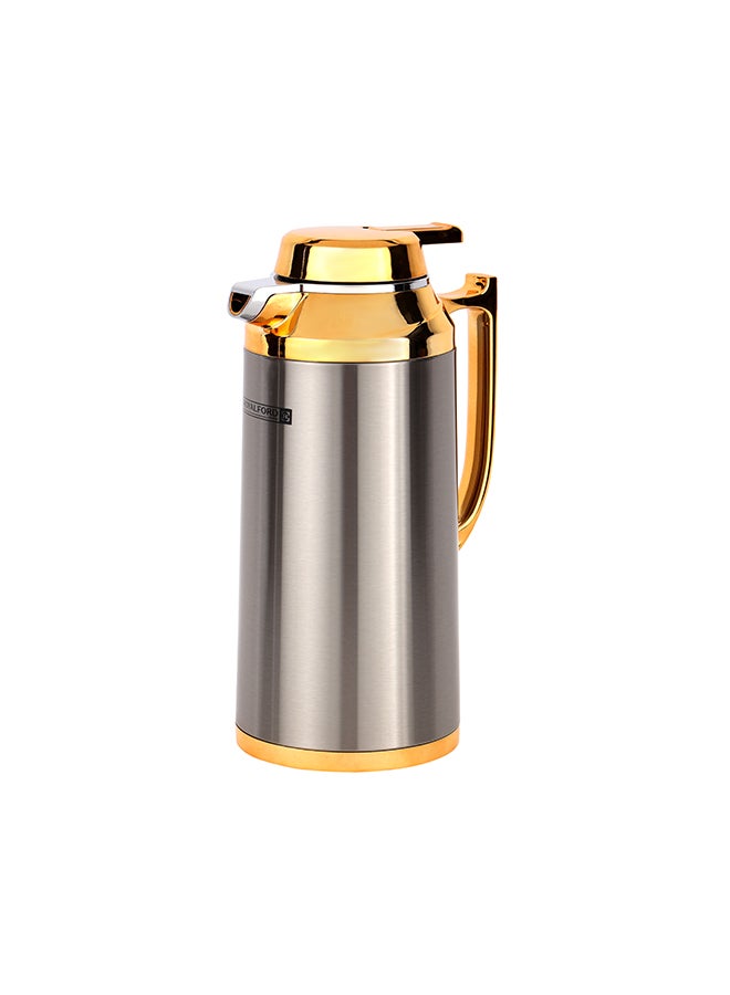 رويال فورد Royalford 1.3 L (44.0 oz) Vacuum Flask- RF12123| With Pink Glass Inner and Stainless Steel Outer Body| Keeps Your Drinks Hot or Cold, Asbestos-Free and Hygienic Multicolor 1.3 L (44.0Liters  - Image 1