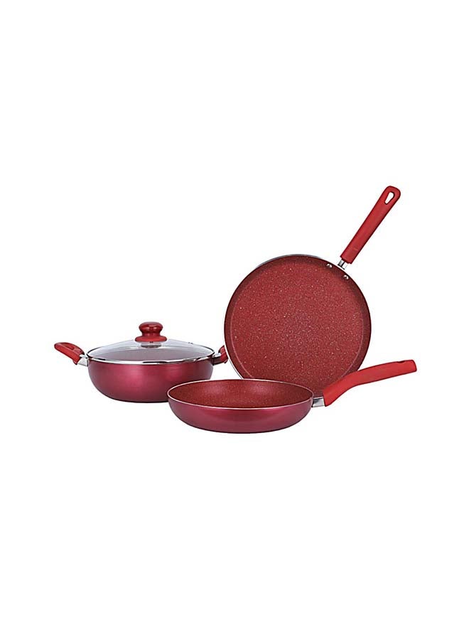 Royalford Royalford 4-piece Granite Cookware Set- RF11959/ Press Aluminum Body with Durable 5 Layer Coating/ Dot Induction Base, Heat-Resistant Bakelite Handles and Tempered Glass Lid Elegant color  - Image 2