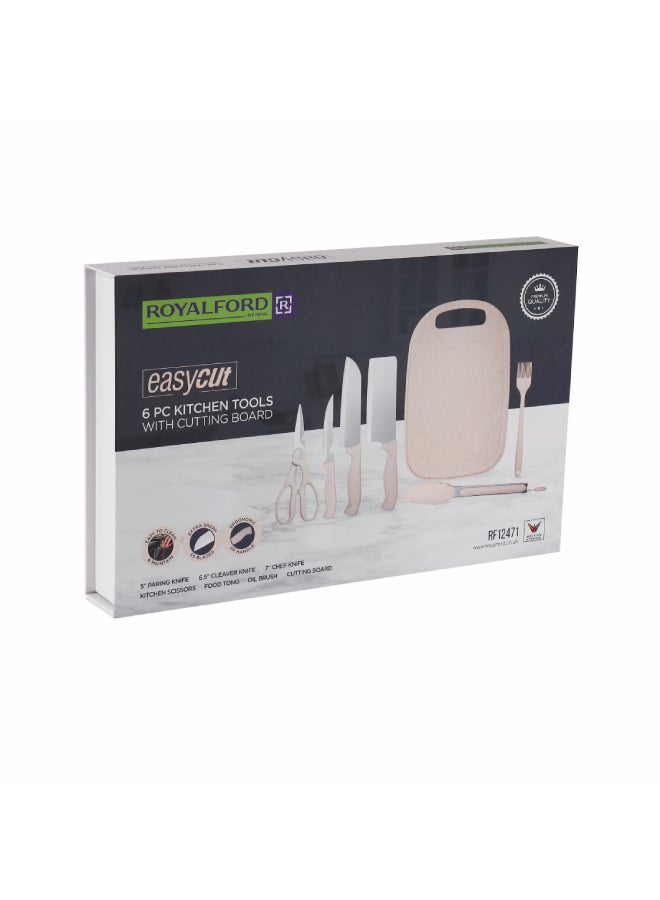 Royalford Royalford 6-Piece Kitchen Tools Set with Cutting Board- RF12471/ Pack of 6, Includes Paring, Chef, Cleaver Knife, Chopping Boards Multicolor 1.0 L (33.5Liters  - Image 1