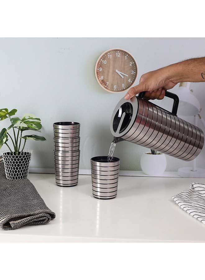 رويال فورد طقم إبريق ماء 5 قطع من رويال فورد - RF12164 | طقم بلاستيك عالي الجودة بسعة 2.5 لتر وإبريق و4 أكواب سعة 400 مل | إبريق غير قابل للكسر مع غطاء للعصائر والمشروبات | آمن للطعام، مقاوم للكسر - Image 2