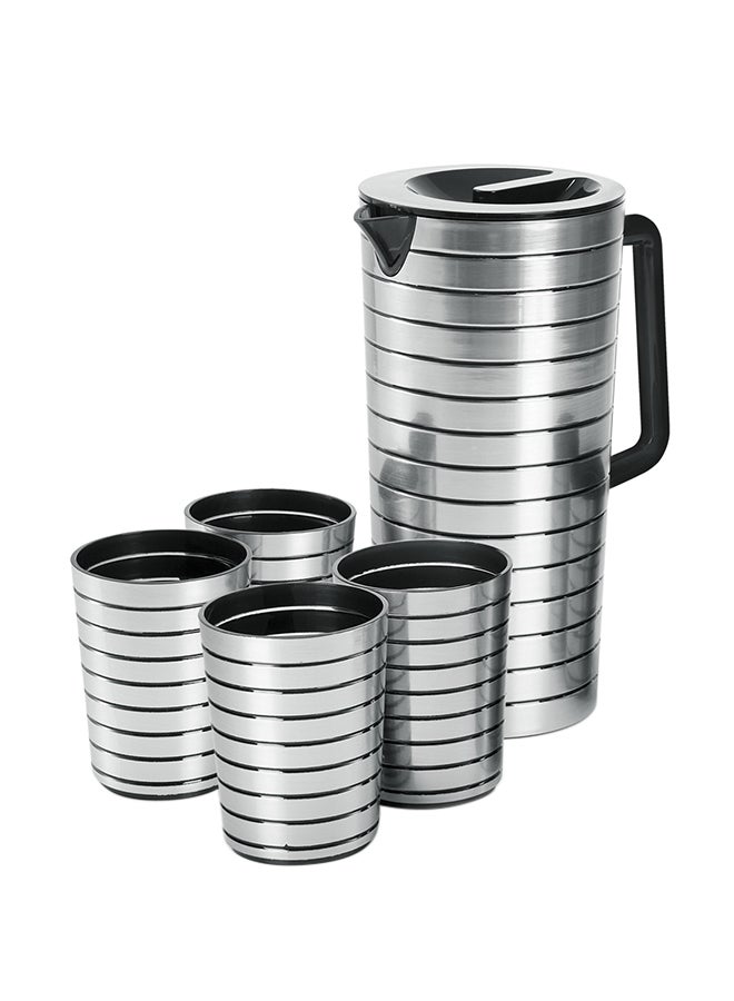 رويال فورد طقم إبريق ماء 5 قطع من رويال فورد - RF12164 | طقم بلاستيك عالي الجودة بسعة 2.5 لتر وإبريق و4 أكواب سعة 400 مل | إبريق غير قابل للكسر مع غطاء للعصائر والمشروبات | آمن للطعام، مقاوم للكسر - Image 1