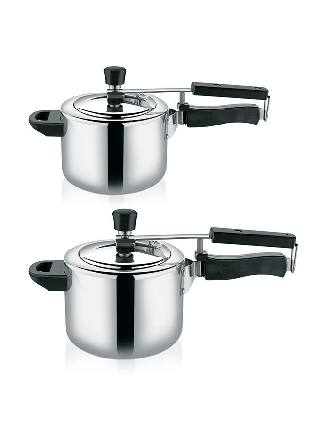 Royalford 5 liter and 3 liters Aluminum Pressure Cooker Combo- RF12554/ Equipped with Improved Pressure Regulator and Inner Lid/ Durable Construction with Firm and Comfortable Handles Multicolor 3Liters - Image 1