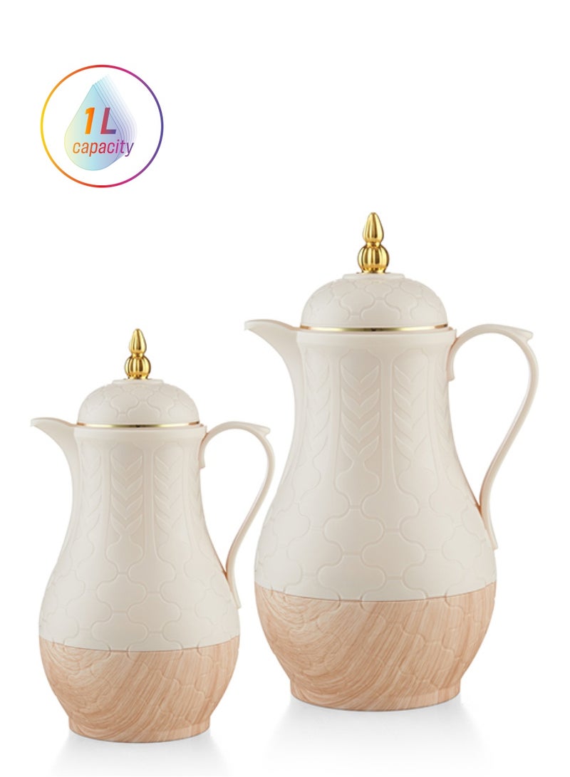 Royalford Royalford Vacuum Flask Combo Pack- RF12087/ 2-in-1, 0.5 L and 1.0 L Flasks with Asbestos Free Pink Glass Inner and Strong PP Outer Body/ Leak-Proof and Portable Design to Keep Drinks Hot or Cold Multicolor  - Image 1