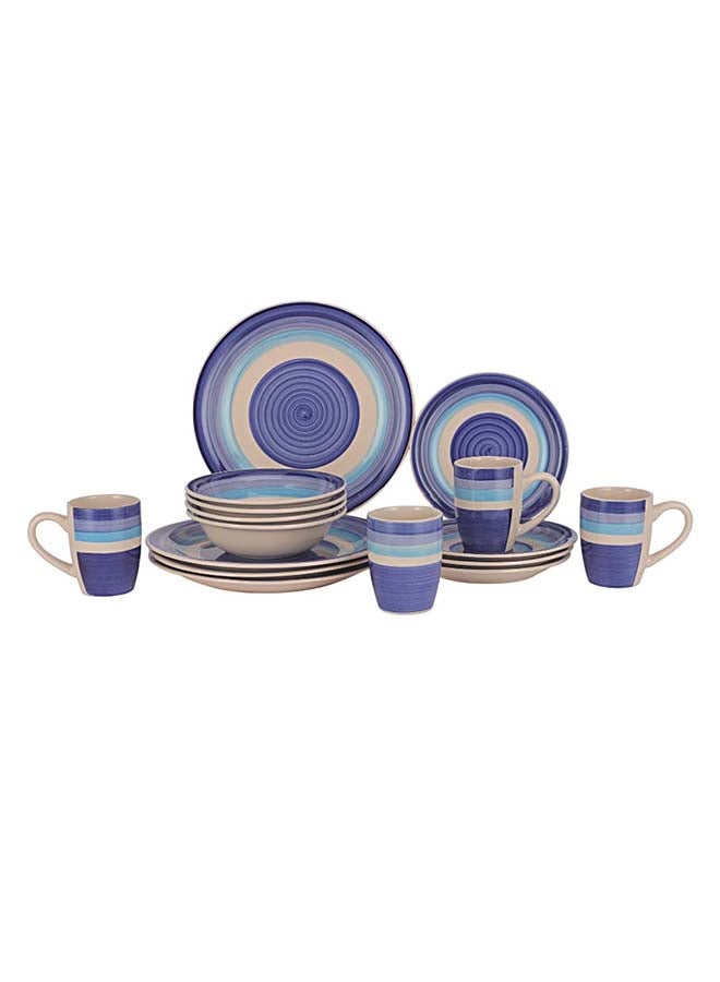 رويال فورد Royalford 16pcs Stoneware Dinner Set RF12411 Includes Dinner and Dessert Plates, Soup Bowls and Mugs Dishwasher-Safe, Microwave-Safe and Freezer-Safe Perfect for Home, Gifting Multicolor 3kg - Image 1