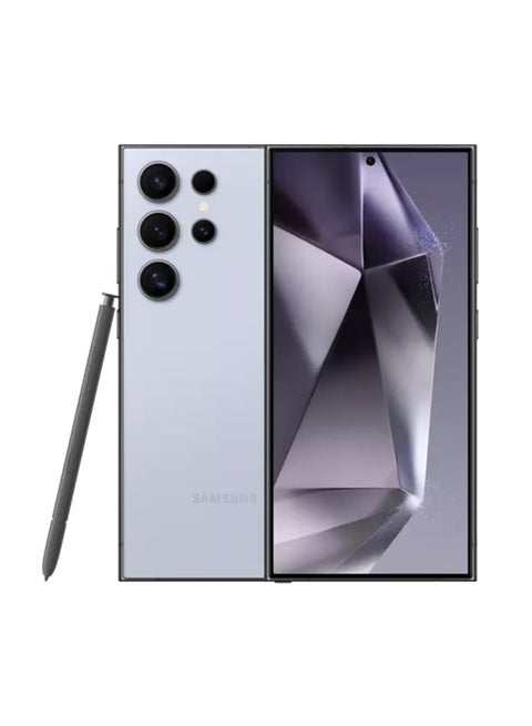 هاتف Galaxy S24 Ultra ثنائي شريحة الاتصال بلون أزرق تيتانيوم وذاكرة وصول عشوائي (RAM) سعة 12 جيجابايت وذاكرة تخزين داخلية 512 جيجابايت يدعم تقنية 5G - إصدار الشرق الأوسط