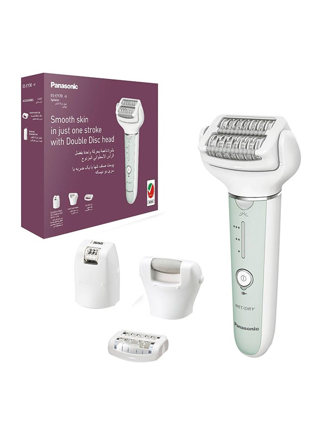 Panasonic - Wet And Dry Epilator For Women, Double Disc With 60 Tweezers, Flexible 90° Pivoting Head, 3 Speed Setting And Led Light, Up To 30 Minutes Operation Time, 4 Attachments, Es-Ey70 White - Image 1