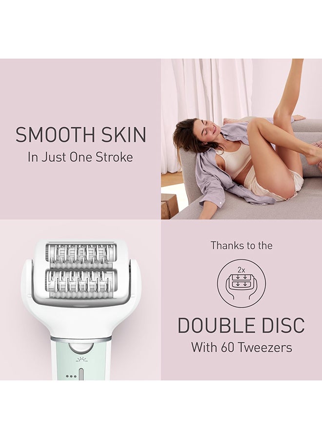 Panasonic - Wet And Dry Epilator For Women, Double Disc With 60 Tweezers, Flexible 90° Pivoting Head, 3 Speed Setting And Led Light, Up To 30 Minutes Operation Time, 4 Attachments, Es-Ey70 White - Image 1