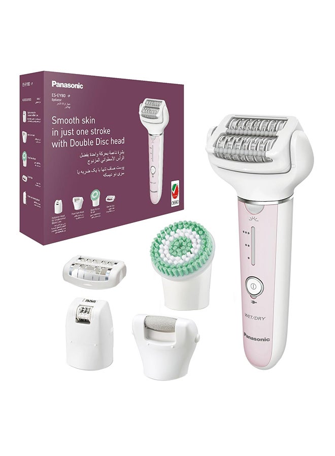 Panasonic - Wet And Dry Epilator For Women, Double Disc With 60 Tweezers, Flexible 90° Pivoting Head, 3 Speed Setting And Led Light, Up To 30 Minutes Operation Time, 5 Attachments, Es-Ey80 White - Image 1