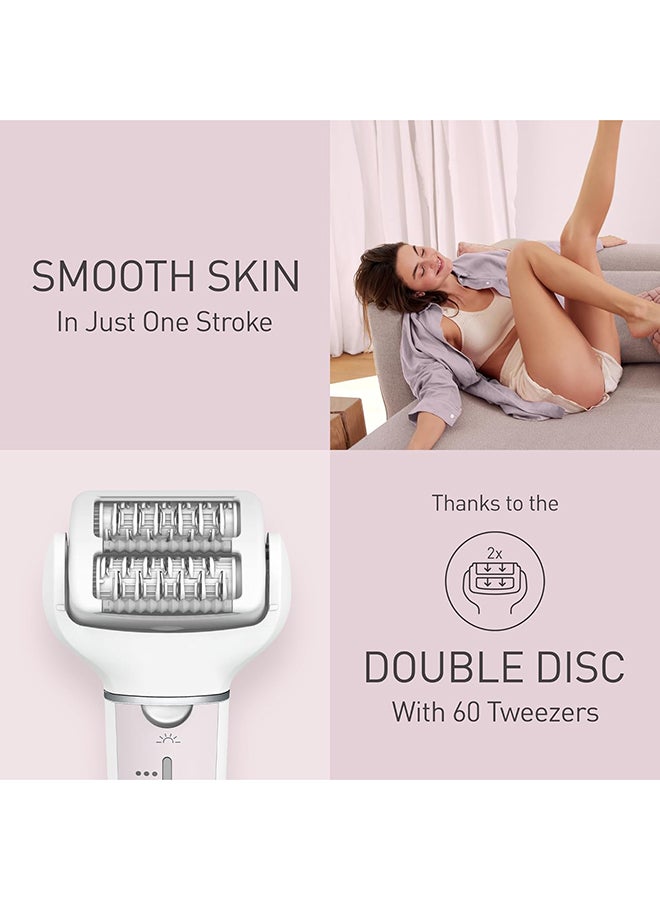 Panasonic - Wet And Dry Epilator For Women, Double Disc With 60 Tweezers, Flexible 90° Pivoting Head, 3 Speed Setting And Led Light, Up To 30 Minutes Operation Time, 5 Attachments, Es-Ey80 White - Image 1