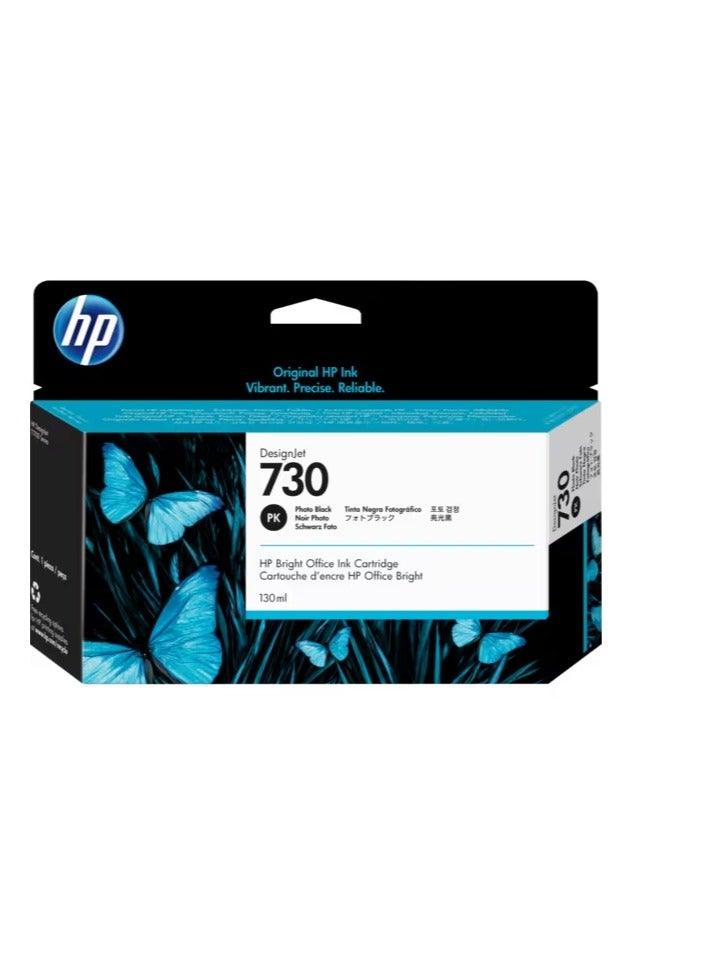 HP HP 730 130-ml Photo Black DesignJet Ink Cartridge, P2V67A black 