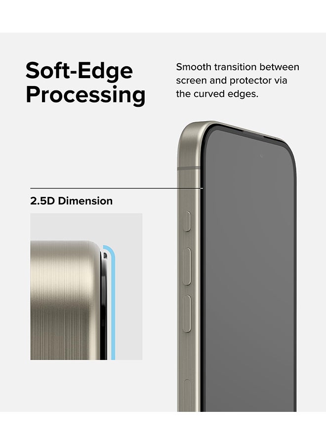 Tempered Glass Easy Slide Compatible With iPhone 15 Pro Screen Protector, Case Friendly Shatterproof Premium 9H Hardness, Anti-Scratch - 2 Pack Clear
