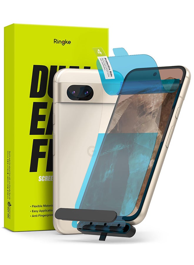 Ringke 2 Pack Dual Easy Film Compatible With Google Pixel 8A, Premium Full Cover Film Case Friendly Screen Protector With Easy Application Kit Clear  - Image 1