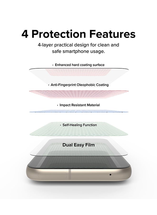 Ringke 2 Pack Dual Easy Film Compatible With Google Pixel 8A, Premium Full Cover Film Case Friendly Screen Protector With Easy Application Kit Clear  - Image 3