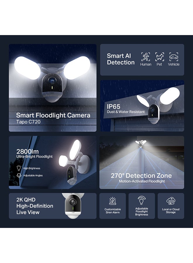 Tapo C720
Smart Floodlight Camera
2800-Lumen Ultra-Bright Floodlight
2K QHD Live View
IP65 Weatherproof - pnsku/N70076936V/45/_/1716556227/ac9e6f25-dccc-42bf-af51-0ea96eead6d4