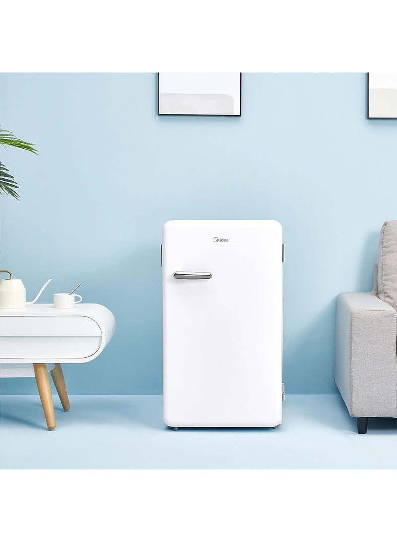 Midea 142L Gross Single Door Retro Style Refrigerator, Compact Size Free Standing, Best For Bedroom, Office & Mini Bar, Freezer Compartment Inside, Quick Cooling & Easy Cleaning MDRD142SLE01 White  - Image 5