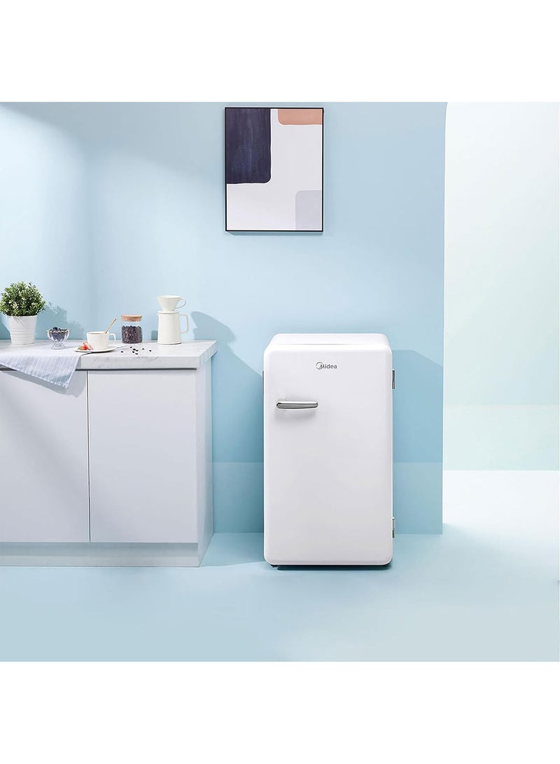 Midea 142L Gross Single Door Retro Style Refrigerator, Compact Size Free Standing, Best For Bedroom, Office & Mini Bar, Freezer Compartment Inside, Quick Cooling & Easy Cleaning MDRD142SLE01 White  - Image 4