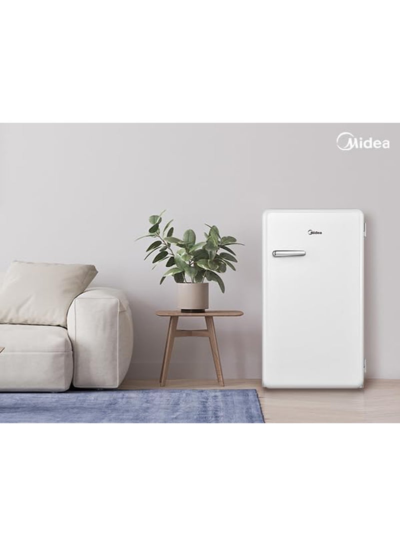 142L Gross Single Door Retro Style Refrigerator, Compact Size Free Standing, Best For Bedroom, Office & Mini Bar, Freezer Compartment Inside, Quick Cooling & Easy Cleaning 142 L MDRD142SLE01 White - pnsku/N70077006V/45/_/1716870579/a06cbd2d-77ff-4ab7-a560-fff57c43dcd6