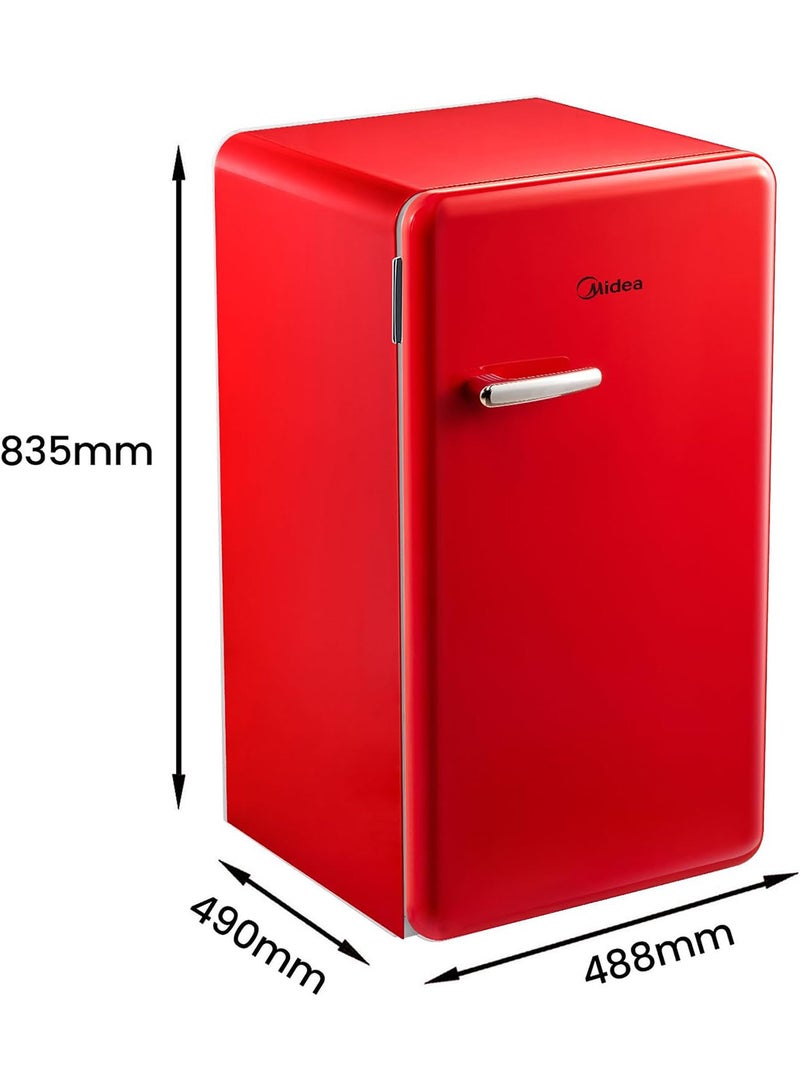 Midea 142L Gross Single Door Retro Style Refrigerator, Compact Size Free Standing, Best For Bedroom, Office & Mini Bar, Freezer Compartment Inside, Quick Cooling & Easy Cleaning 142 L MDRD142SLE32 Red  - Image 3