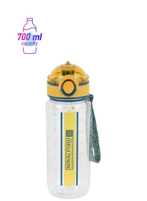 Royalford 700ml Water Bottle RF12160 with Volume Tracker, Motivational Bottles with Flip Lid, PP Sipper and Straw Food-Grade and Elegant Design Multicolor