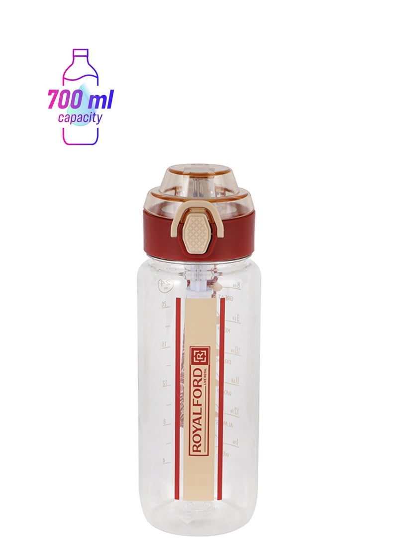 رويال فورد Royalford 700ml Water Bottle RF12156 with Tracker, Motivational Bottles with Flip Lid, Silicone Sipper and Straw Perfect for School, Office and Gym Leak-Proof and Food-Grade and Elegant Design Multicolor 700ml  - Image 1