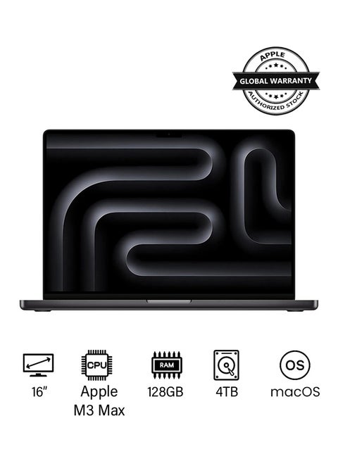 Customized MacBook Pro 16-Inch Display, Apple M3 Max 16 Core CPU- 40 Core GPU Processor/128GB RAM/4TB SSD/Intel Iris XE Graphics/macOS English/Arabic Space Black