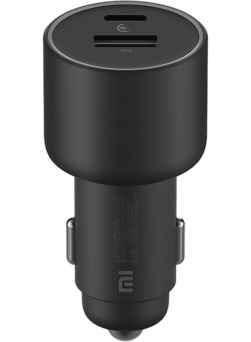 Xiaomi MI Car Charger 1A1C 100W 5V 3A Dual USB Fast Charging QC Charger Adapter- Black  - Image 1