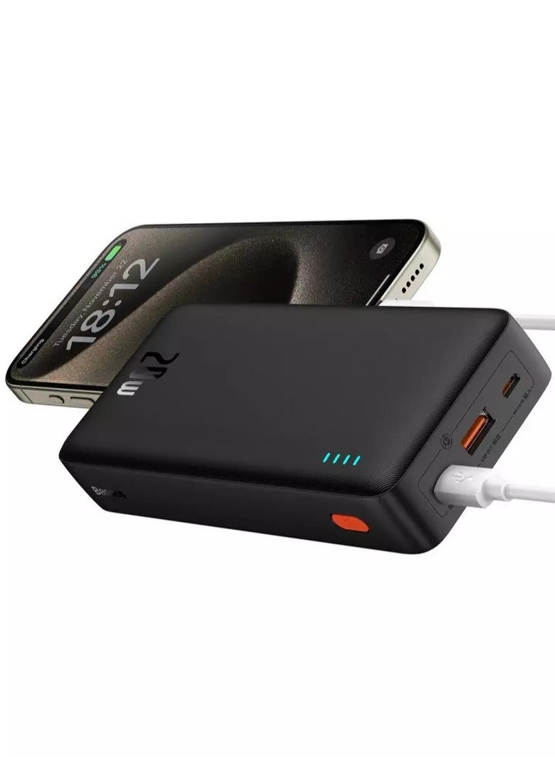 بيسوس باور بانك من بيسوس سعة 20000 ملي امبير بطارية متنقلة تعمل بقوة 20 واط يحتوي على ثلاثة منافذ يدعم الشحن السريع - اسود 20000 mAh - Image 2