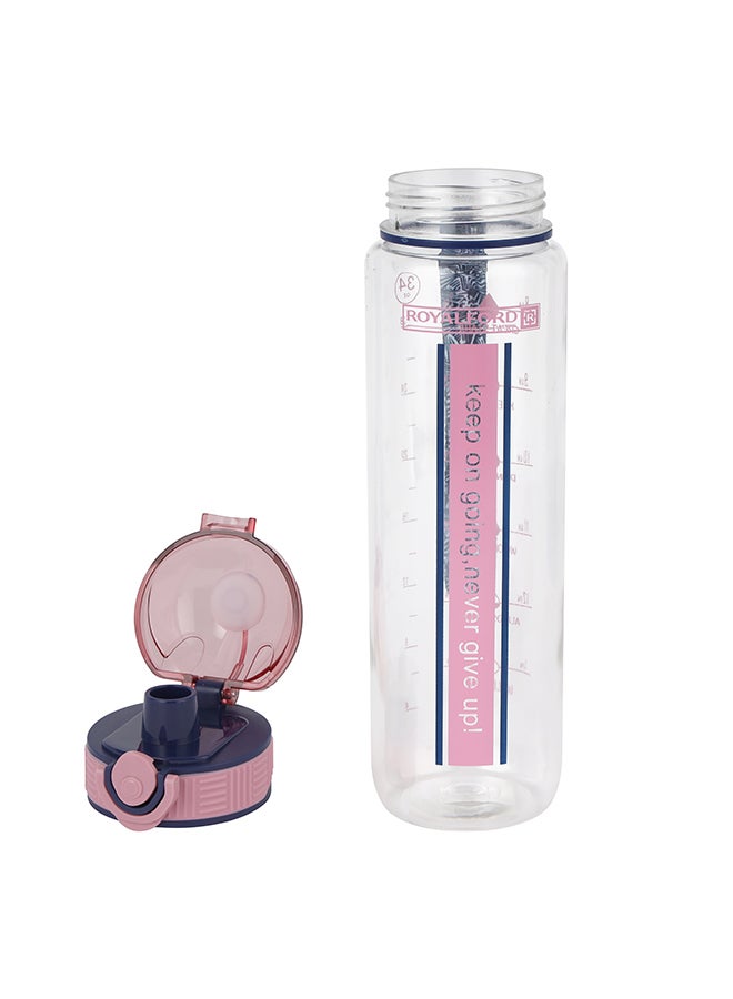 Royalford 1000ml Water Bottle RF12159 with Tracker, Motivational Bottles with Flip Lid, PP Sipper and Straw Perfect for School, Office and Gym Leak-Proof Food-Grade and Elegant Design Multicolor