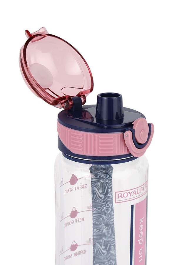 Royalford 1000ml Water Bottle RF12159 with Tracker, Motivational Bottles with Flip Lid, PP Sipper and Straw Perfect for School, Office and Gym Leak-Proof Food-Grade and Elegant Design Multicolor