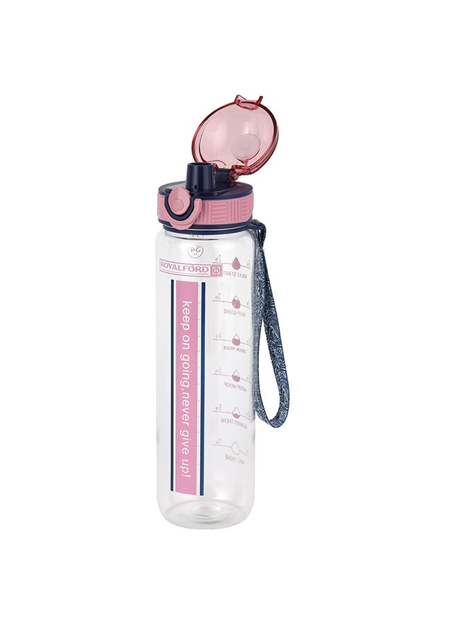Royalford 1000ml Water Bottle RF12159 with Tracker, Motivational Bottles with Flip Lid, PP Sipper and Straw Perfect for School, Office and Gym Leak-Proof Food-Grade and Elegant Design Multicolor