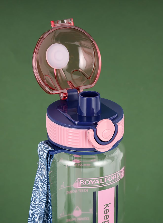Royalford 1000ml Water Bottle RF12159 with Tracker, Motivational Bottles with Flip Lid, PP Sipper and Straw Perfect for School, Office and Gym Leak-Proof Food-Grade and Elegant Design Multicolor