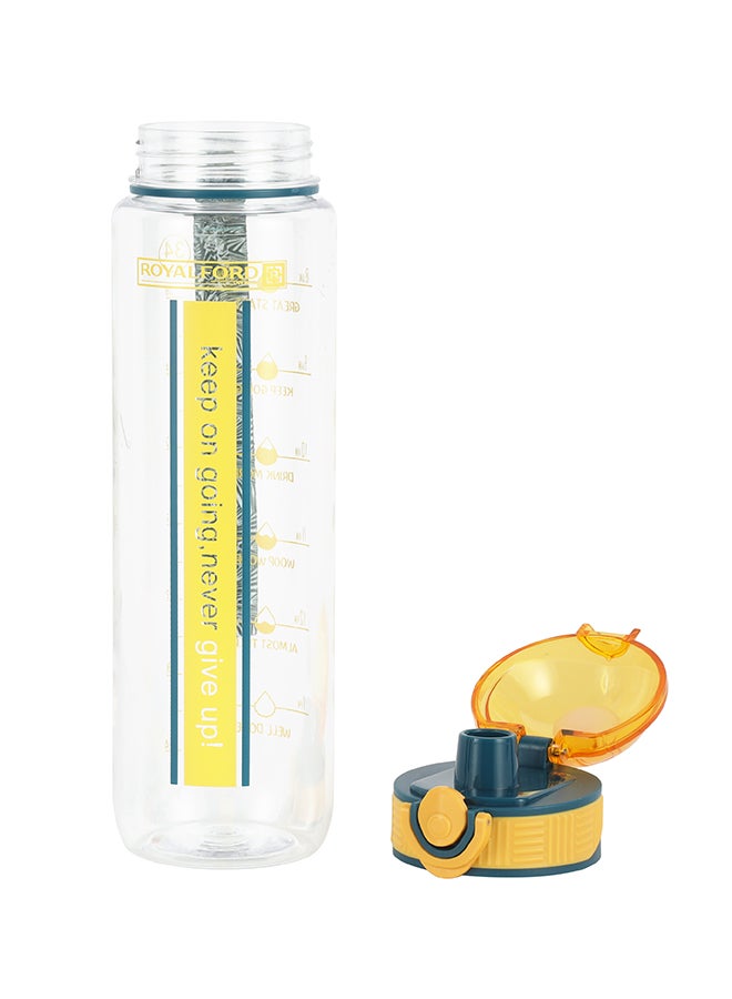 Royalford 1000ml Water Bottle RF12159 with Tracker, Motivational Bottles with Flip Lid, PP Sipper and Straw Perfect for School, Office and Gym Leak-Proof Food-Grade and Elegant Design Multicolor