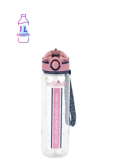 Royalford 1000ml Water Bottle RF12159 with Tracker, Motivational Bottles with Flip Lid, PP Sipper and Straw Perfect for School, Office and Gym Leak-Proof Food-Grade and Elegant Design Multicolor