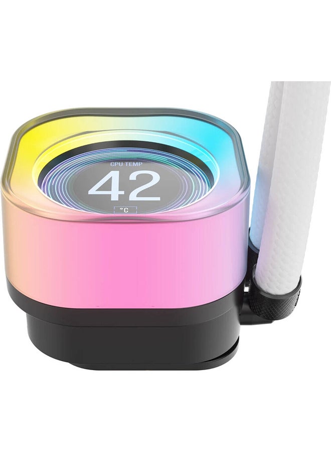 CORSAIR iCUE LINK H150i RGB AIO LCD Liquid CPU Cooler, 360mm Radiator, 2.1” IPS LCD Screen, 120mm QX120 RGB Fans, 2400 RPM Speed, 63.1 CFM Airflow, Intel 1700 & AMD AM5 Sockets, White | CW-9061010-WW  - Image 4