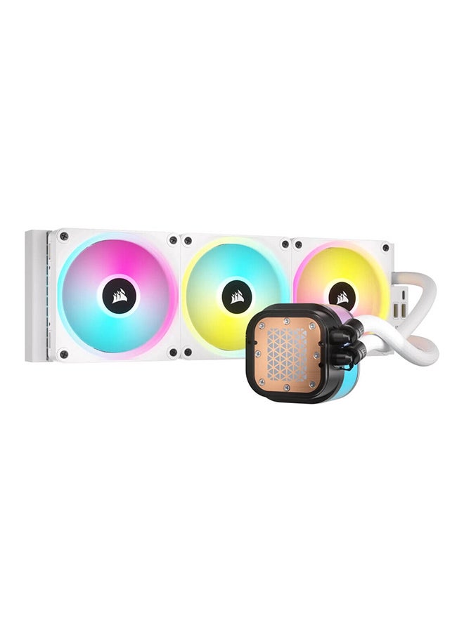 CORSAIR iCUE LINK H150i RGB AIO LCD Liquid CPU Cooler, 360mm Radiator, 2.1” IPS LCD Screen, 120mm QX120 RGB Fans, 2400 RPM Speed, 63.1 CFM Airflow, Intel 1700 & AMD AM5 Sockets, White | CW-9061010-WW  - Image 2