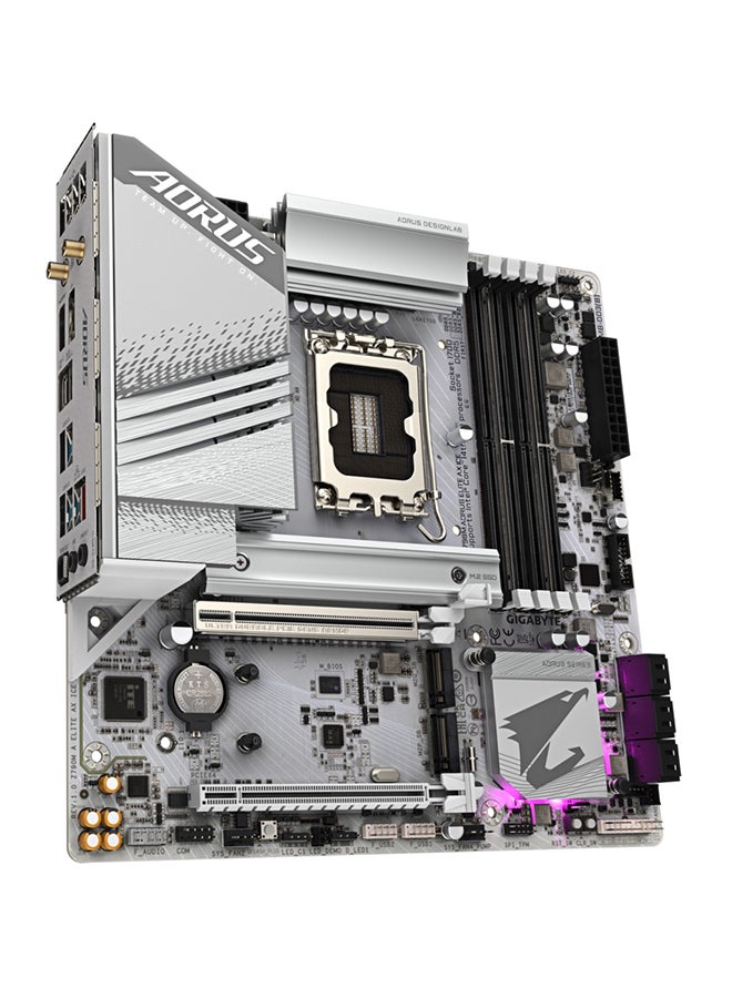 جيجابايت اللوحة الأم Z790M AORUS ELITE AX ICE LGA1700 mATX، مجموعة شرائح Intel Z790، 4x DDR5 حتى 192 جيجابايت، 2.5 جيجابت LAN / Wi-Fi 6E / BT 5.3، PCIE 5.0، USB 3.2 Gen2X2 Type-C HDMI / DP - Image 4