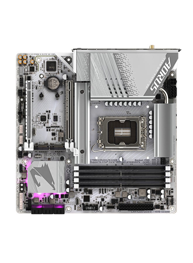 جيجابايت اللوحة الأم Z790M AORUS ELITE AX ICE LGA1700 mATX، مجموعة شرائح Intel Z790، 4x DDR5 حتى 192 جيجابايت، 2.5 جيجابت LAN / Wi-Fi 6E / BT 5.3، PCIE 5.0، USB 3.2 Gen2X2 Type-C HDMI / DP - Image 5