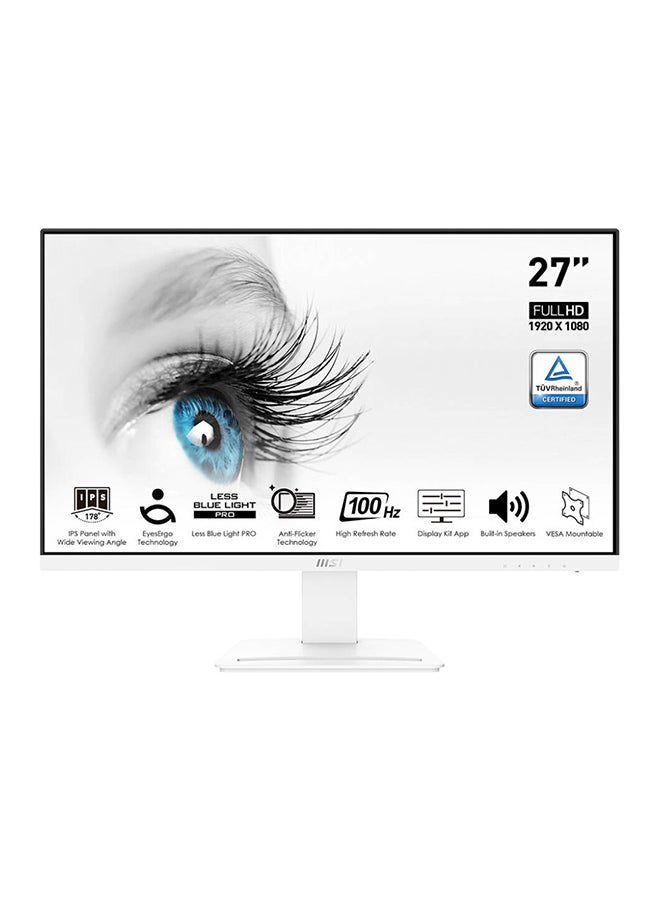 MSI - Pro MP273AW Business Productivity Monitors, 27" FHD IPS Display, 100Hz Refresh Rate, 1ms (MPRT) Response Time, EyesErgo Technology, 16.7m Display Colors | MP273AW White - Image 1