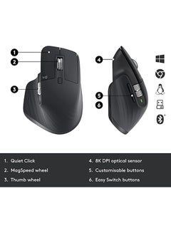 Logitech MX Master 3S for Business, Wireless Mouse with Quiet Clicks, 8K DPI, Secured Logi Bolt USB Receiver, Bluetooth, USB-C charging, MagSpeed Scrolling, Windows/Mac/Chrome/Linux - Grey Black  - Image 5
