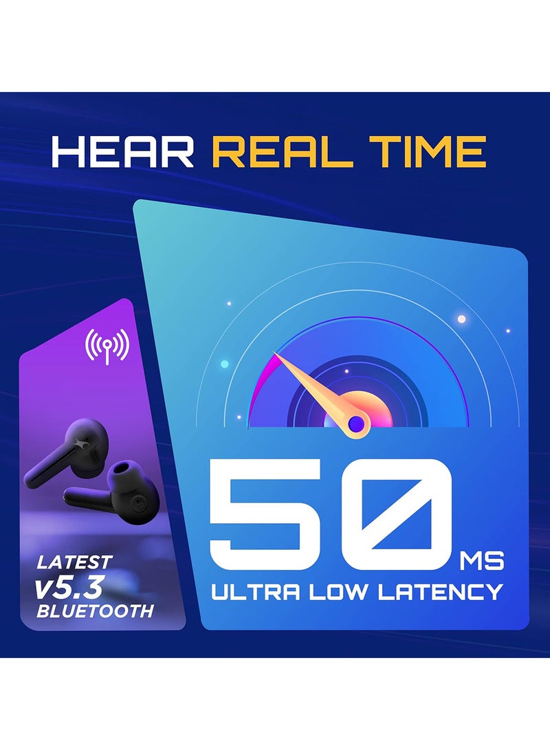 fastrack - Fpods(New Launch) FX100 Bluetooth TWS In-Ear Earbuds With 40 Hrs Playtime | BT V5.3 | 13mm Extra Deep Bass Drivers | Quad Mic ENC For Clear Calls | Ultra Low 50ms Latency Gaming Mode | NitroFast Charge Black - Image 1