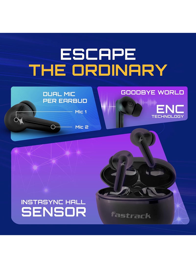 fastrack - Fpods(New Launch) FX100 Bluetooth TWS In-Ear Earbuds With 40 Hrs Playtime | BT V5.3 | 13mm Extra Deep Bass Drivers | Quad Mic ENC For Clear Calls | Ultra Low 50ms Latency Gaming Mode | NitroFast Charge Black - Image 1
