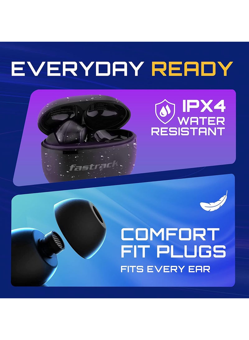 fastrack - Fpods(New Launch) FX100 Bluetooth TWS In-Ear Earbuds With 40 Hrs Playtime | BT V5.3 | 13mm Extra Deep Bass Drivers | Quad Mic ENC For Clear Calls | Ultra Low 50ms Latency Gaming Mode | NitroFast Charge Black - Image 1
