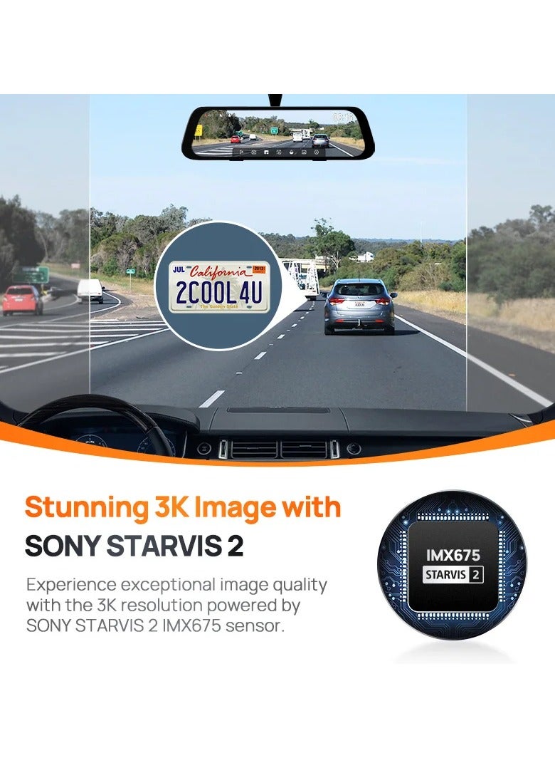 70mai Dash Cam S500 9.35 ''Touchscreen Auto DVR 3k Super Kondensator Zwei Kanal HDR Sprach Steuerung 24h Park Front And Rear Set - Image 4