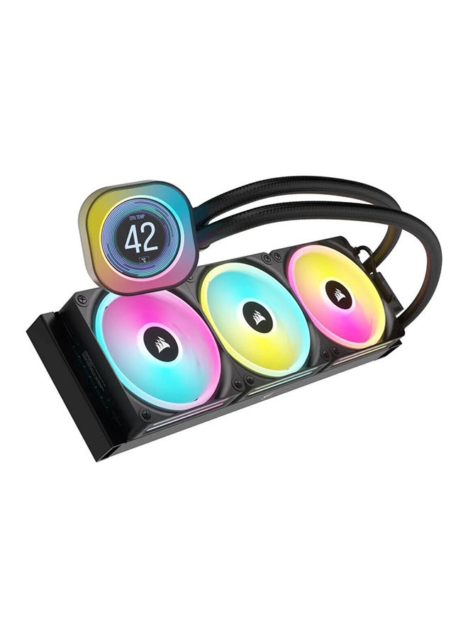 CORSAIR iCUE LINK H150i RGB AIO LCD Liquid CPU Cooler, 360mm Radiator, 2.1” IPS LCD Screen, 120mm QX120 RGB Fans, 2400 RPM Speed, 63.1 CFM Airflow, Intel 1700 & AMD AM5 Sockets, Black | CW-9061008-WW  - Image 2
